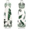 CUPSHE Women’s Backless Beach Dress Halter Neck Ruffle Plunge V Neck Sleeveless Maxi Sundress Summer Dresses(Tropical Leaf)