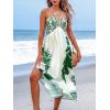 CUPSHE Women’s Backless Beach Dress Halter Neck Ruffle Plunge V Neck Sleeveless Maxi Sundress Summer Dresses(Tropical Leaf)