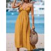 CUPSHE Women’s Backless Beach Dress Halter Neck Ruffle Plunge V Neck Sleeveless Maxi Sundress Summer Dresses(Yellow)