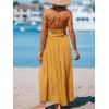 CUPSHE Women’s Backless Beach Dress Halter Neck Ruffle Plunge V Neck Sleeveless Maxi Sundress Summer Dresses(Yellow)