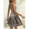 CUPSHE Women’s Backless Halter Beach Dress Boho Ruffle Plunge V Neck Mini Sundress Summer Dresses(Paisley Boho)