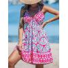 CUPSHE Women’s Backless Halter Beach Dress Boho Ruffle Plunge V Neck Mini Sundress Summer Dresses(Pink Boho)
