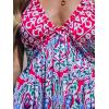 CUPSHE Women’s Backless Halter Beach Dress Boho Ruffle Plunge V Neck Mini Sundress Summer Dresses(Pink Boho)