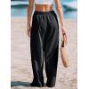 CUPSHE Women’s Beach Pants Flowy Wide Leg Cover Up High Waist Smocked Swimwear Cover Ups(Black)