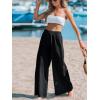 CUPSHE Women’s Beach Pants Flowy Wide Leg Cover Up High Waist Smocked Swimwear Cover Ups(Black)
