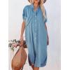 CUPSHE Women’s Beige & Red Solid Color Bell Sleeve V-Neck Short Sleeve Button Down A-Line Midi Dress with Slit Hem & Fitted Waist – XS to XL