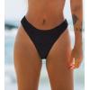 CUPSHE Women’s Bikini Bottom High Cut Mid Waist Cheeky Bathing Suit(Black)