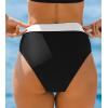 CUPSHE Women’s Bikini Bottom High Waisted Color Block Swimsuit Bottom Only Full Coverage(Black/White)