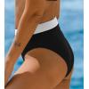CUPSHE Women’s Bikini Bottom High Waisted Color Block Swimsuit Bottom Only Full Coverage(Black/White)