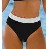 CUPSHE Women’s Bikini Bottom High Waisted Color Block Swimsuit Bottom Only Full Coverage(Black/White)