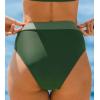 CUPSHE Women’s Bikini Bottom High Waisted Color Block Swimsuit Bottom Only Full Coverage(Forest Green/Sage Green)