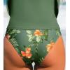 CUPSHE Women’s Bikini Bottoms High Waisted Full Coverage Swimsuit Only Bottoms Bathing Suits(Green/Floral)