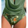 CUPSHE Women’s Bikini Bottoms High Waisted Full Coverage Swimsuit Only Bottoms Bathing Suits(Green/Floral)