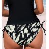 CUPSHE Women’s Bikini Bottoms Mid Rise Adjustable Drawstings Full Coverage Swimsuit Only Bottoms(Black Camouflage)