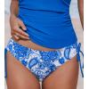 CUPSHE Women’s Bikini Bottoms Mid Rise Adjustable Drawstings Full Coverage Swimsuit Only Bottoms(Blue Floral)