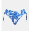 CUPSHE Women’s Bikini Bottoms Mid Rise Adjustable Drawstings Full Coverage Swimsuit Only Bottoms(Blue Floral)