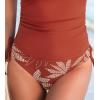 CUPSHE Women’s Bikini Bottoms Mid Rise Adjustable Drawstings Full Coverage Swimsuit Only Bottoms(Brick Red Leaf)