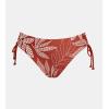 CUPSHE Women’s Bikini Bottoms Mid Rise Adjustable Drawstings Full Coverage Swimsuit Only Bottoms(Brick Red Leaf)