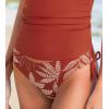 CUPSHE Women’s Bikini Bottoms Mid Rise Adjustable Drawstings Full Coverage Swimsuit Only Bottoms(Brick Red Leaf)