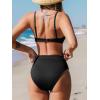 CUPSHE Women’s Bikini Set Two Piece Swimsuit High Waisted Scoop Neck Swimwear(Black)