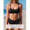 CUPSHE Women’s Bikini Set Two Piece Swimsuit High Waisted Scoop Neck Swimwear(Black)