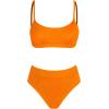 CUPSHE Women’s Bikini Set Two Piece Swimsuit High Waisted Scoop Neck Swimwear(Orange)