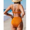 CUPSHE Women’s Bikini Set Two Piece Swimsuit High Waisted Scoop Neck Swimwear(Orange)