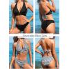 CUPSHE Women’s Bikini Sets Halter V Neck Reversible Self Tied Bathing Suit Double Side Multi Ways Wearing(Black/White)