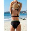 CUPSHE Women’s Bikini Sets Two Piece Bathing Suit High Waisted Underwire Wide Adjustable Straps Color Block Back Hook(Black/Green)