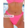 CUPSHE Women’s Bikini Sets Two Piece Swimsuit Adjustable Straps V Neck Low Rise Textured Cheeky Bottom(Hot Pink)