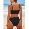CUPSHE Women’s Bikini Sets Two Piece Swimsuit Bandeau Top Square Neck Mid Rise Ruched Bathing Suit Spaghetti Straps(Black)