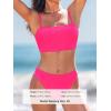 CUPSHE Women’s Bikini Sets Two Piece Swimsuit Bandeau Top Square Neck Mid Rise Ruched Bathing Suit Spaghetti Straps(Bright Pink)