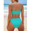 CUPSHE Women’s Bikini Sets Two Piece Swimsuit Bandeau Top Square Neck Mid Rise Ruched Bathing Suit Spaghetti Straps(Green)