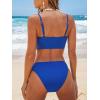 CUPSHE Women’s Bikini Sets Two Piece Swimsuit Bandeau Top Square Neck Mid Rise Ruched Bathing Suit Spaghetti Straps(Royal Blue)