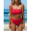 CUPSHE Women’s Bikini Sets Two Piece Swimsuit High Waisted One Shoulder Asymmetrical Neck Self Tie Bathing Suit(Solid Red)