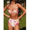CUPSHE Women’s Bikini Sets Two Piece Swimsuit High Waisted Underwire Sweetheart Neck Back Hook Adjustable Straps(Orange Pink Floral)