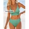 CUPSHE Women’s Bikini Sets Two Piece Swimsuit Mid Rise Bathing Suits V Neck Crisscross Back Tie Textured(Mint Green)
