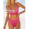CUPSHE Women’s Bikini Sets Two Piece Swimsuit Mid Rise Bathing Suits V Neck Crisscross Back Tie Textured(Raspberry Red)