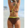 CUPSHE Women’s Bikini Sets Two Piece Swimsuit V Neck Color Block Bathing Suit Cutout Crisscross Back Self Tie Swimwear(Brown)