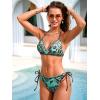 CUPSHE Women’s Bikini Sets Two Piece Swimsuit V Neck Halter Back Self Tie Stitching Side Lace Up(Blue/Brown Paisley)