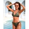 CUPSHE Women’s Bikini Sets Two Piece Swimsuit V Neck Halter Back Self Tie Stitching Side Lace Up(Green/Brown Paisley)