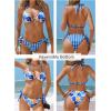 CUPSHE Women’s Bikini Sets Two Piece Swimsuit V Neck Reversible Bottom Halter Self Tie Back Hook(White/Blue/Orange)
