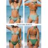 CUPSHE Women’s Bikini Sets Two Piece Swimsuit V Neck Reversible Bottom Halter Self Tie Back Hook(White/Green/Floral)
