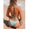 CUPSHE Women’s Bikini Sets Two Piece Swimsuits Halter Neck Strappy Triangle Top Low Rise Swimwear(Green/White)
