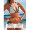 CUPSHE Women’s Bikini Sets Two Piece Swimsuits Halter Neck Strappy Triangle Top Low Rise Swimwear(Green/White)