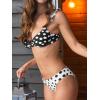 CUPSHE Women’s Bikini Sets Underwire Scoop Neck Two Piece Swimsuit Reversible Bathing Suit Wide Straps Self Tie(Black/White Polka Dots)