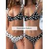 CUPSHE Women’s Bikini Sets Underwire Scoop Neck Two Piece Swimsuit Reversible Bathing Suit Wide Straps Self Tie(Black/White Polka Dots)