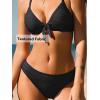 CUPSHE Women’s Bikini Sets V Neck Two Piece Bathing Suits Textured Bunny Tie Adjustable Straps(Carbon Black)