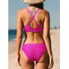 CUPSHE Women’s Bikini Sets V Neck Two Piece Bathing Suits Textured Bunny Tie Adjustable Straps(Hot Pink)