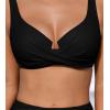CUPSHE Womens Bikini Top Swimsuit Underwire Wrapped Top Sweetheart Neck Adjustable Straps Back Hook(Black)